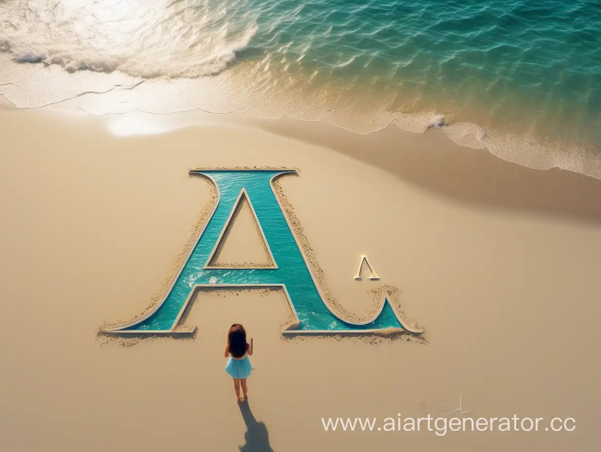 Vibrant-Letter-A-Beach-Scene-with-a-Girl-by-the-Beautiful-Sea