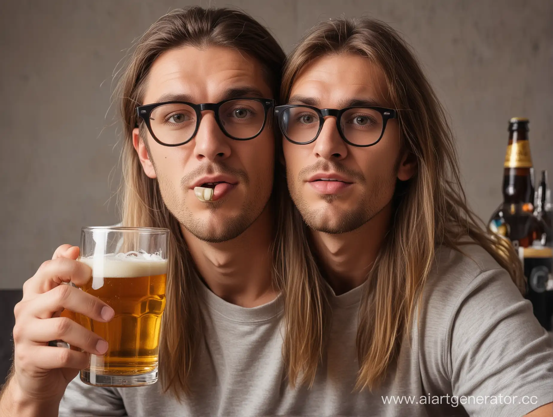 LongHaired-Man-Enjoying-Beer-and-Watching-Football-Game