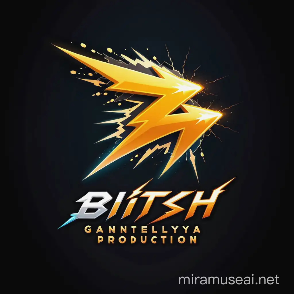 
Make a logo for our company with the text "Bitch Gantelya Production" Our company produces gunpowder and its symbol is 2 lightning bolts
