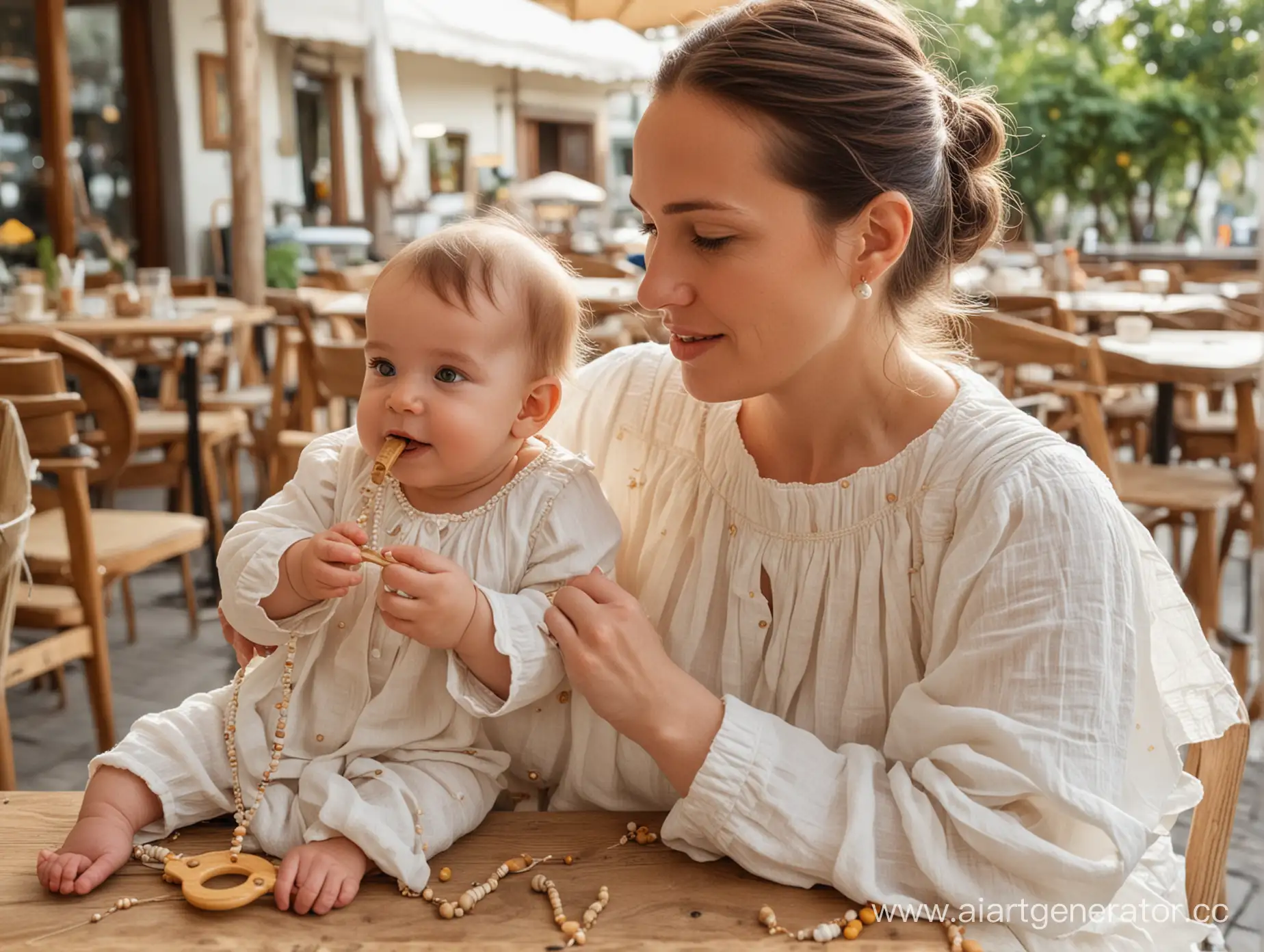 Mother-and-Child-Enjoying-Caf-Time-with-Wooden-Teether-and-Amber-Beads