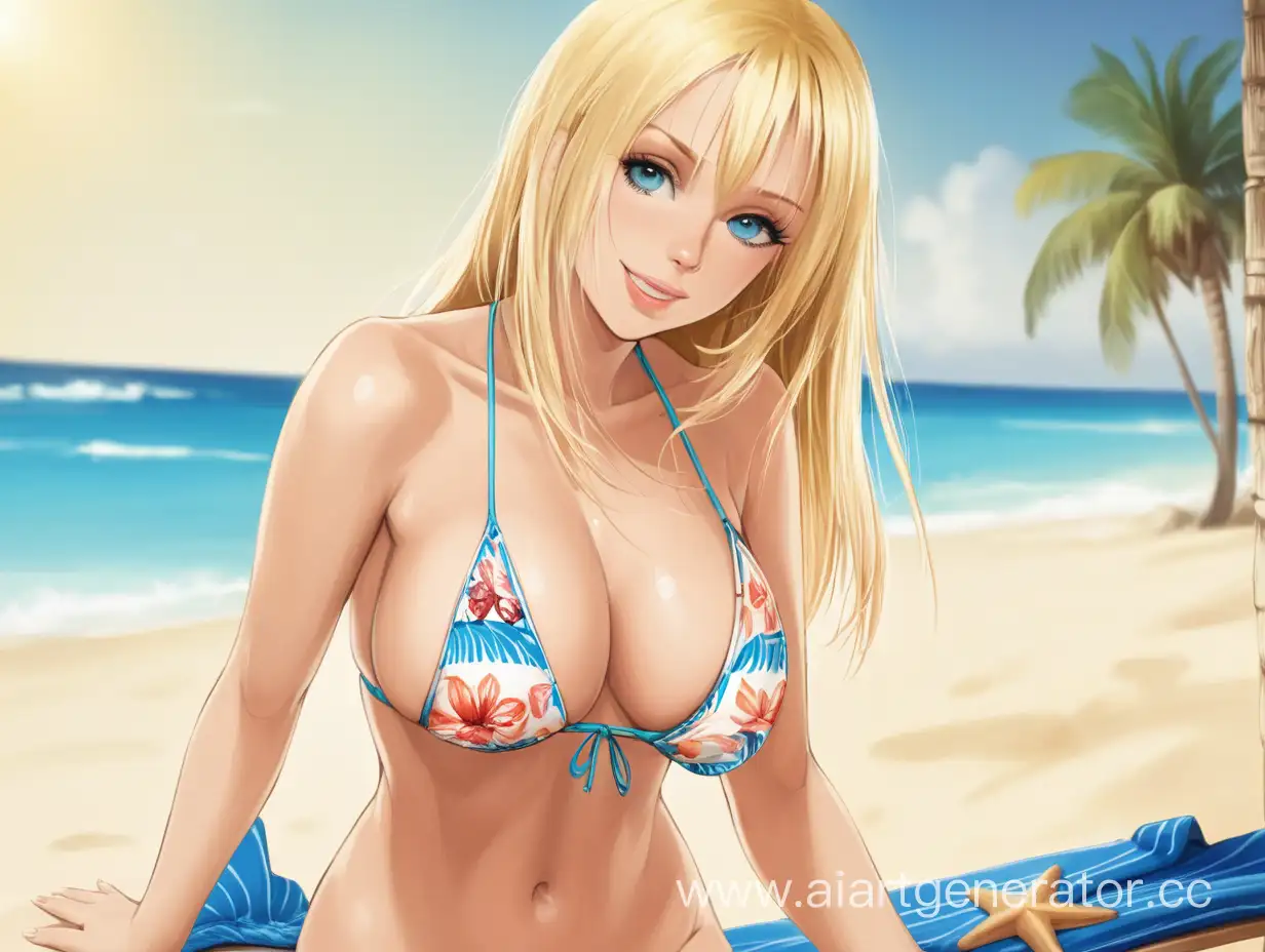 beautiful blonde maiden in a bikini