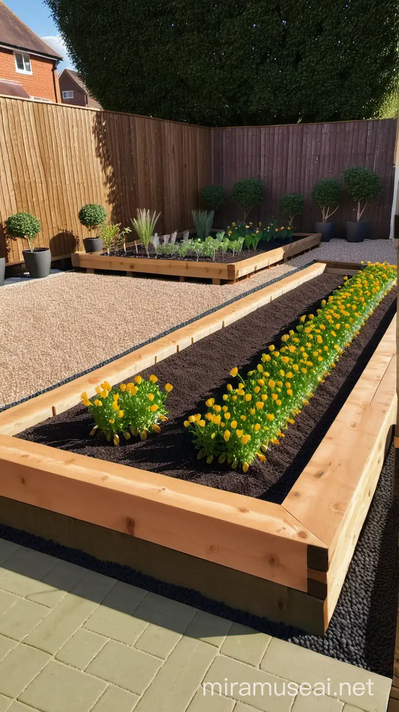 Railway Sleeper Raised Flower Bed Design for Shade Garden in the UK