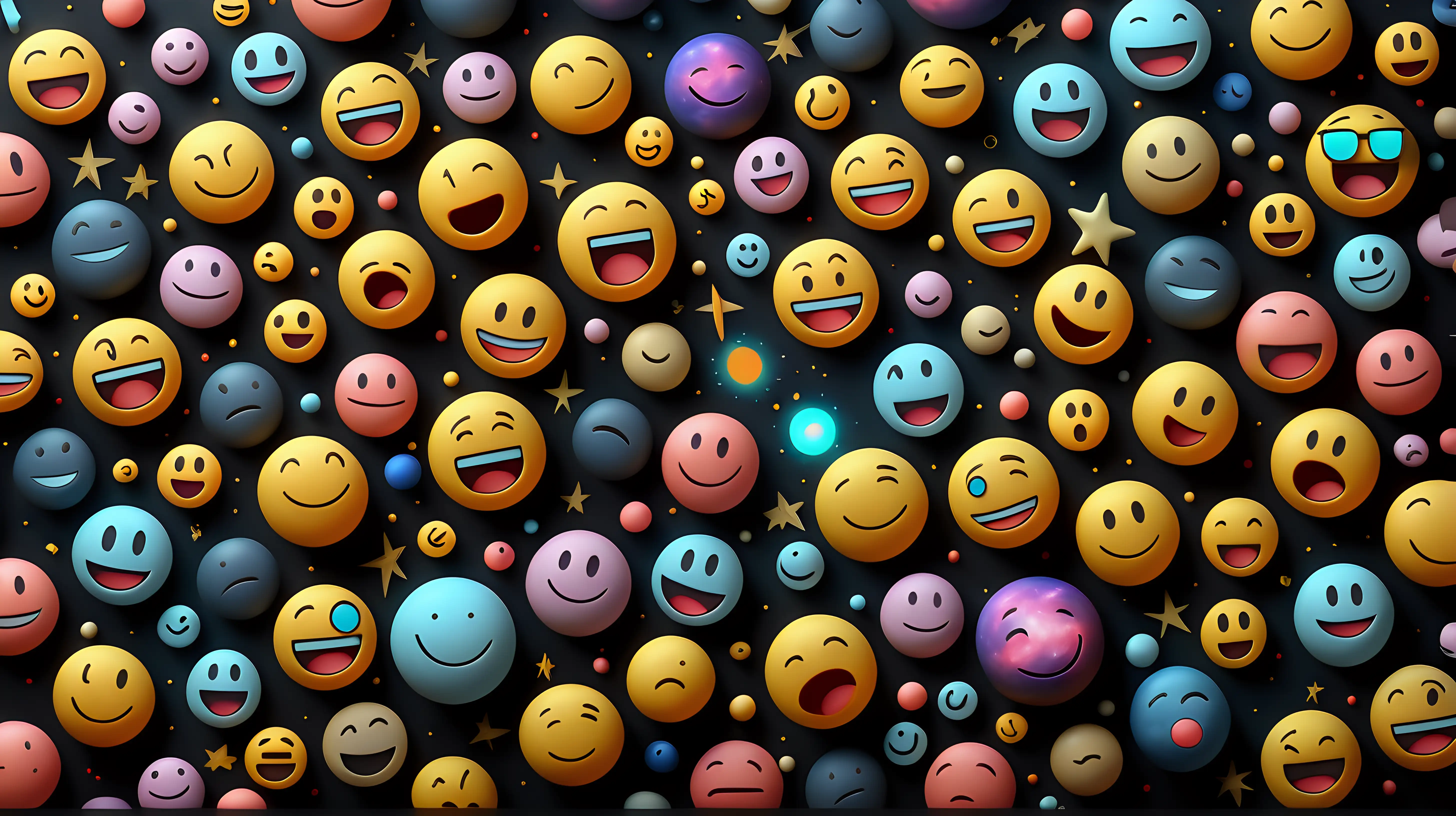 Vibrant Emoticon Cosmos Infinite Space of Floating Expressions