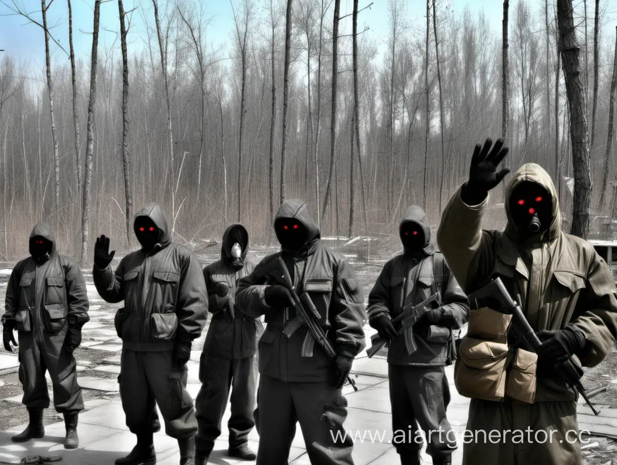 Stalker-Company-in-Pripyat-Greeting-with-Waves