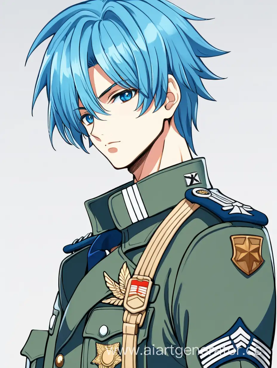 Attractive-Anime-Man-in-Blue-Military-Uniform