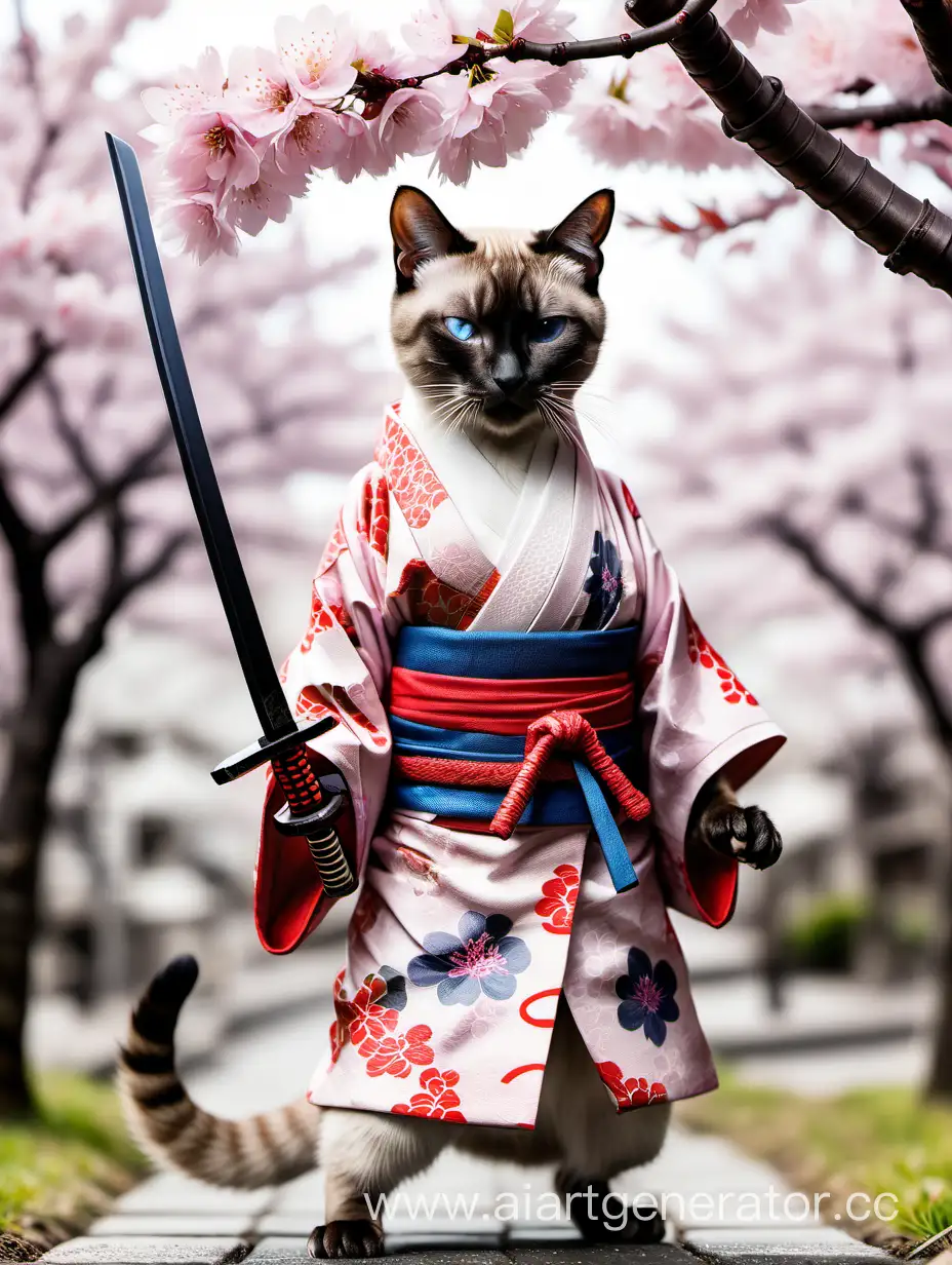 Siamese-Cat-Samurai-Majestic-Feline-Warrior-Amidst-Cherry-Blossoms