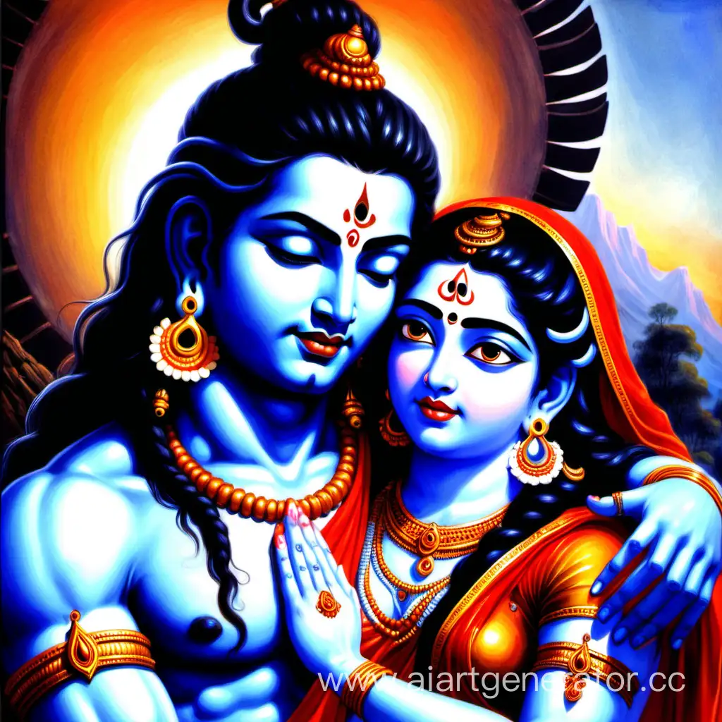 Divine-Affection-Shiva-and-Kali-Embrace-with-Tenderness