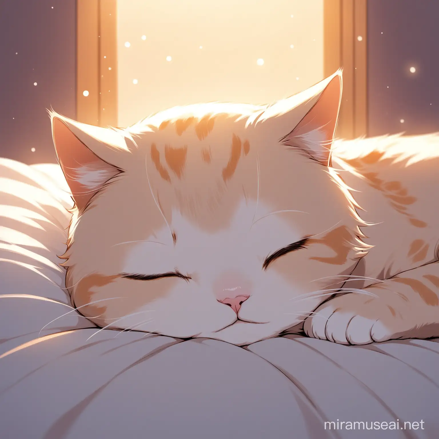 Adorable Cat Sleeping Peacefully on a Cozy Blanket