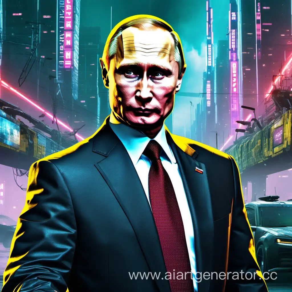 Путин в стиле cyberpunk 2077