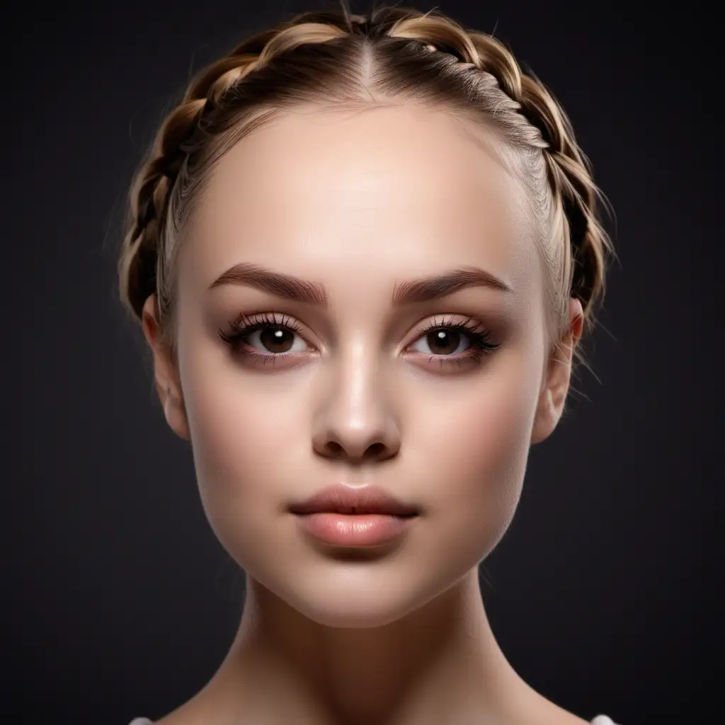 Young Girl with Square Face and French Braids