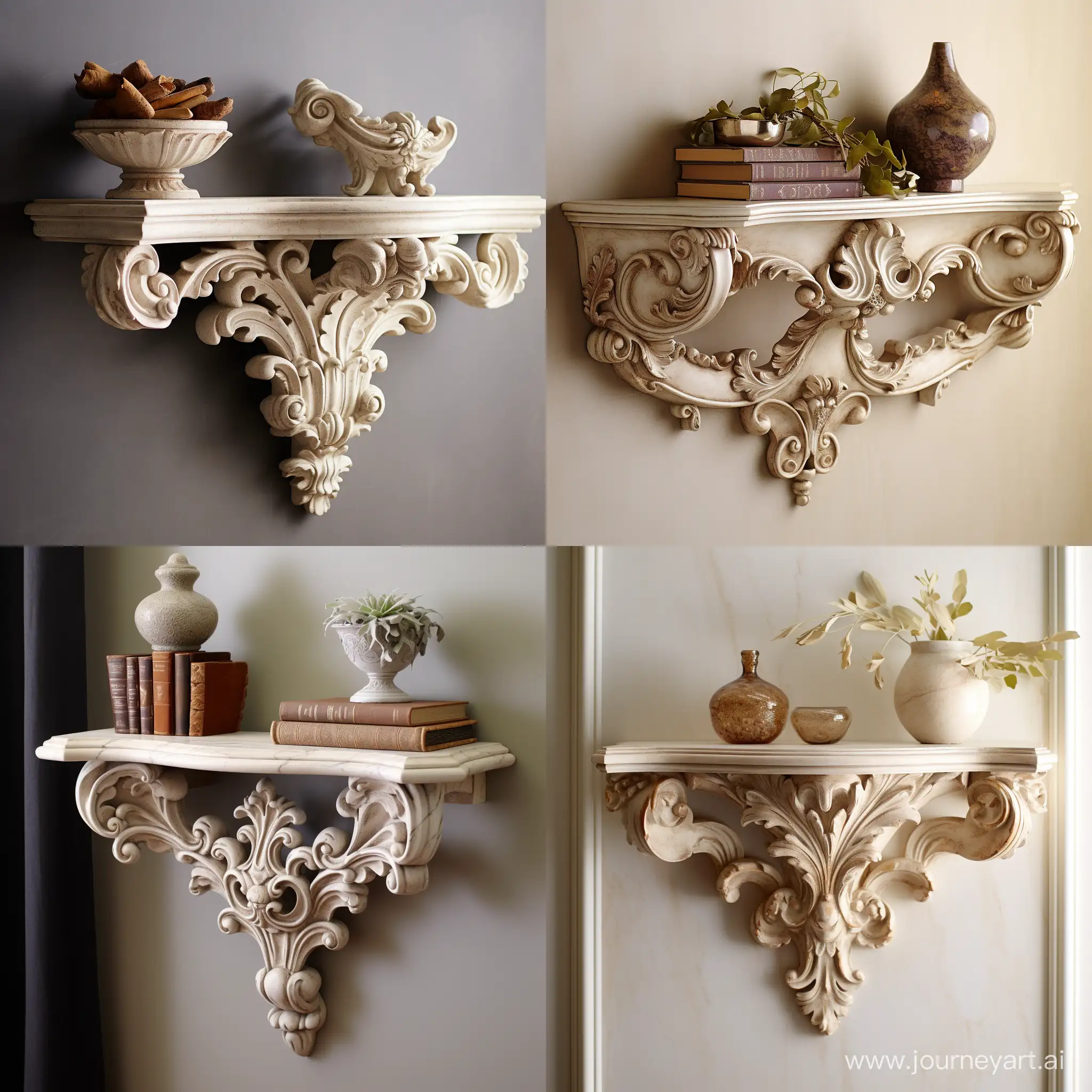 Elegant-Marble-Decorative-Baroque-Ivory-Wall-Shelf-Timeless-Home-Decor
