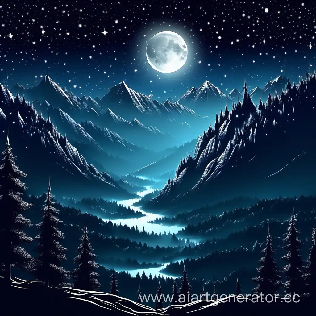 Moonlit-Mountain-Range-with-Enchanting-Mist-and-Dark-Forest