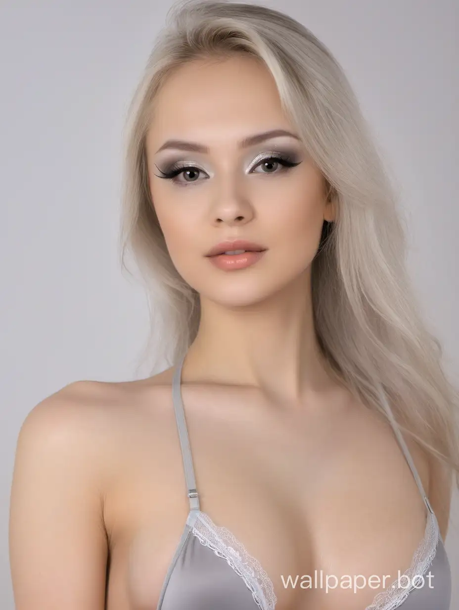 Elegant-Russian-Blonde-in-Graceful-Makeup-and-Gray-Thong