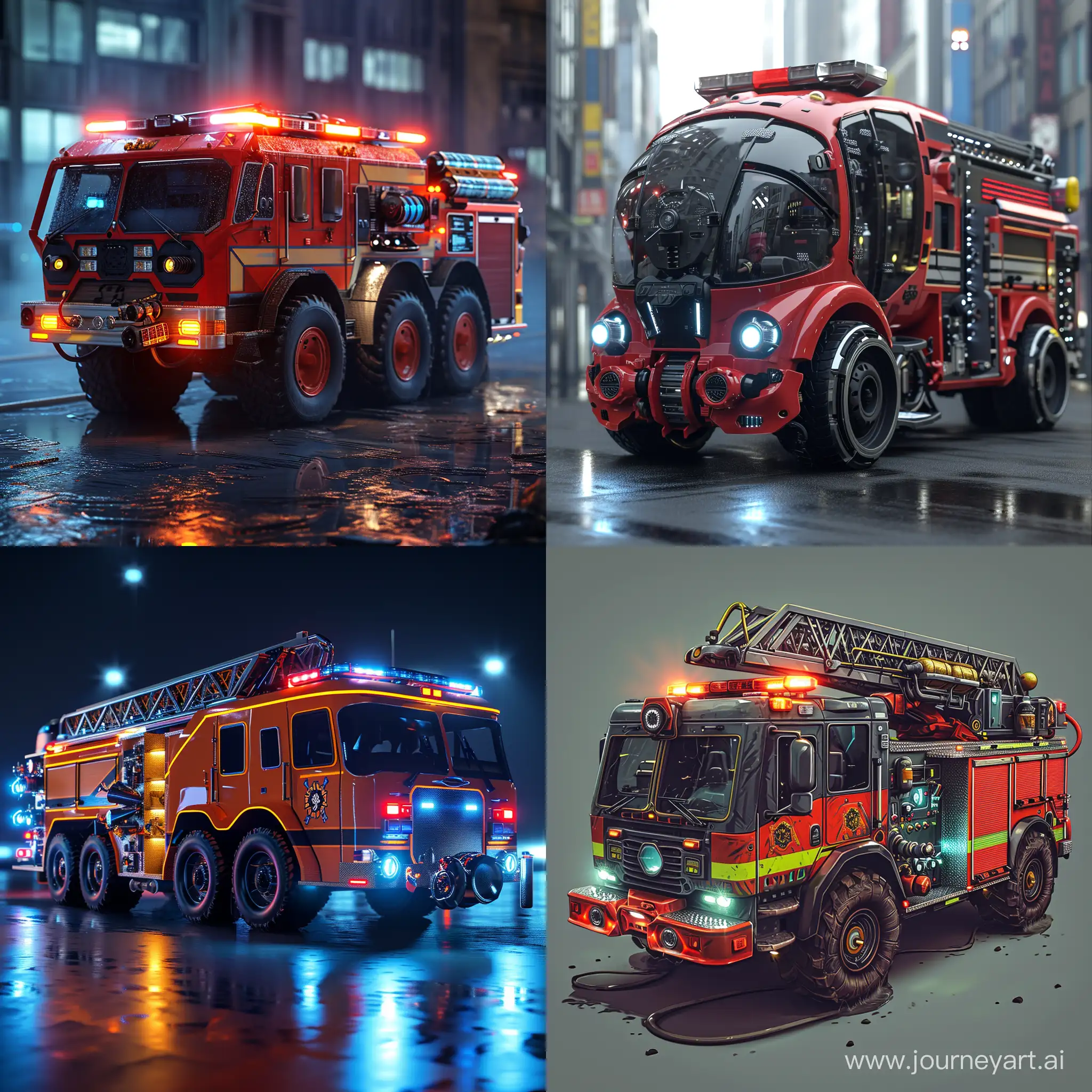 Futuristic fire truck, high tech --upbeta --v 6