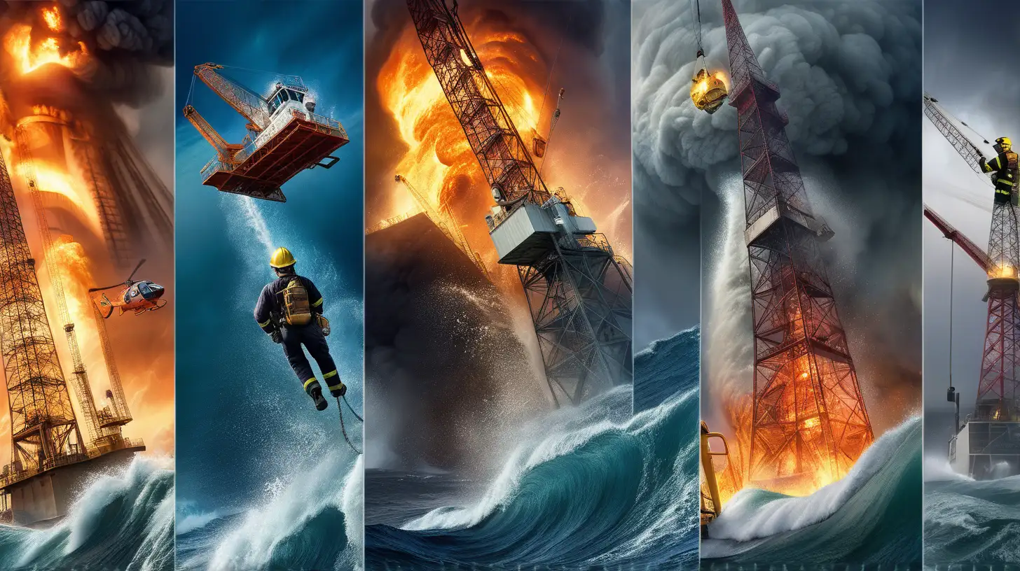 Daring Professions Collage Construction Offshore Firefighting Diving Wildlife Conservation