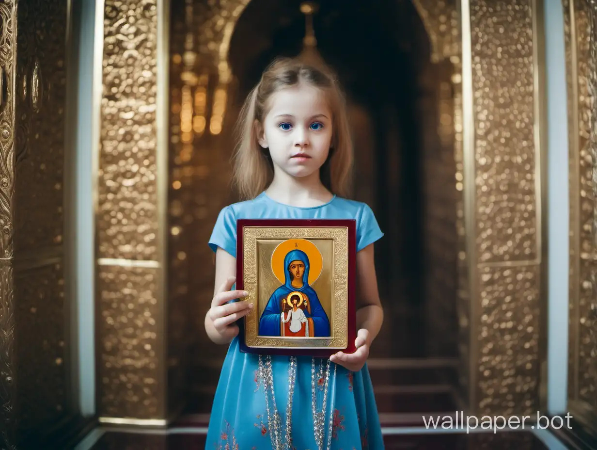 Young-Girl-Holding-Orthodox-Icon-in-Temple