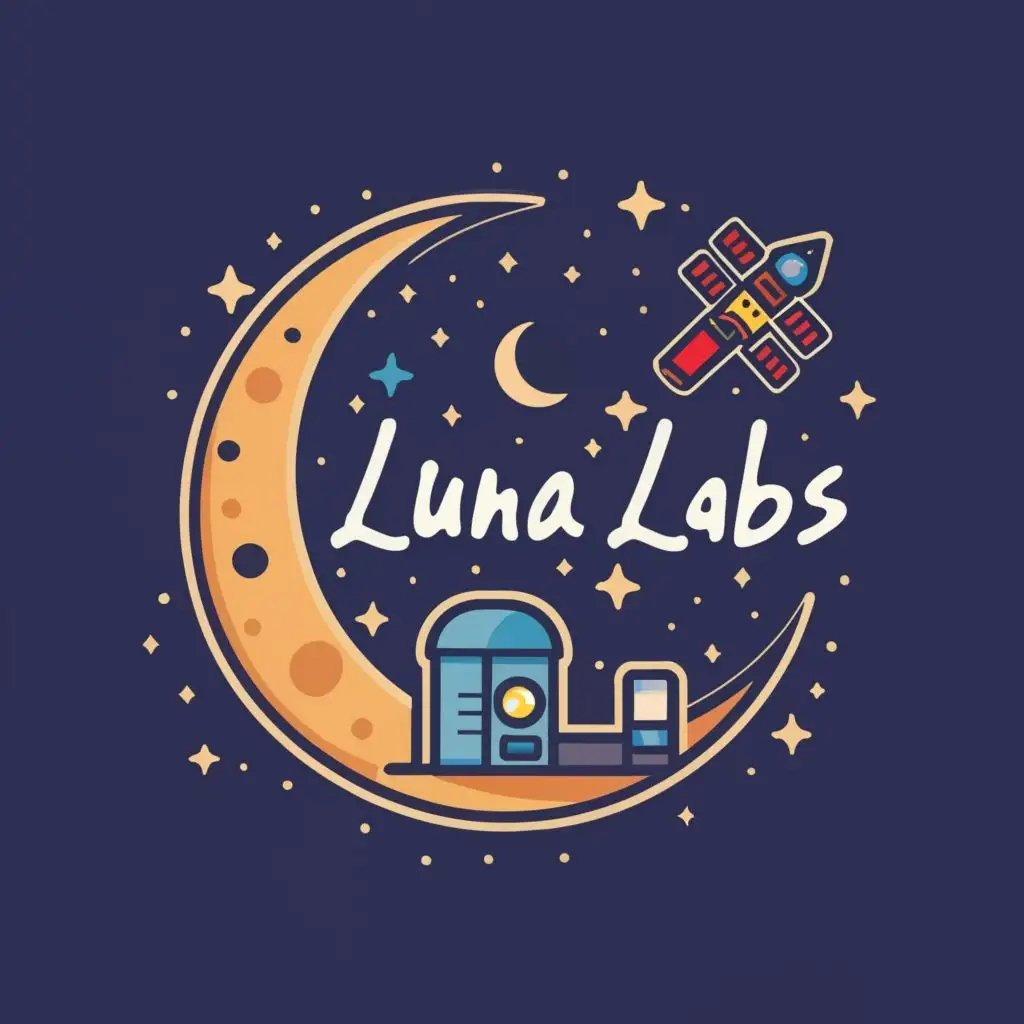 logo, Moon, Stars, spaceship around moon, with the text "LunaLabs", typography, be used in Technology industry