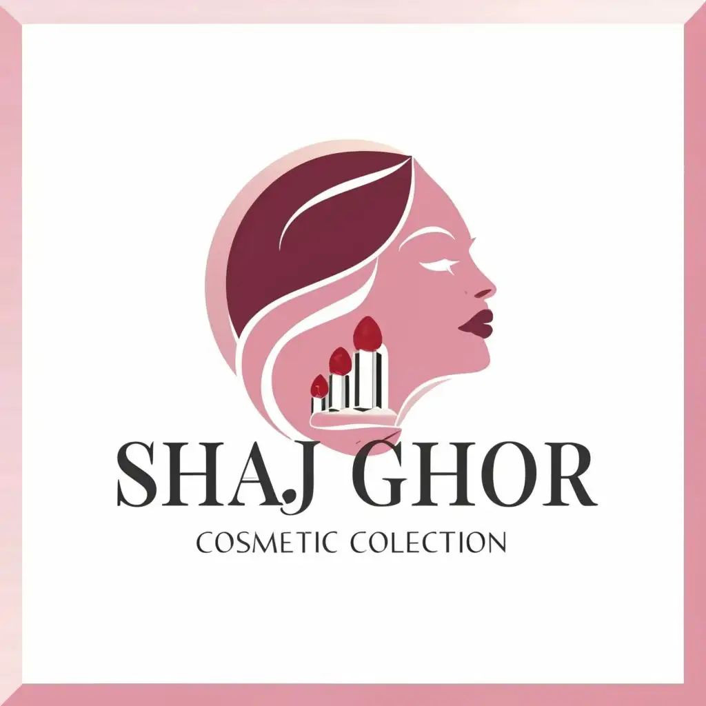 a logo design,with the text "SHAJ GHOR Cosmetic Collection", main symbol:Women face, cosmetics
