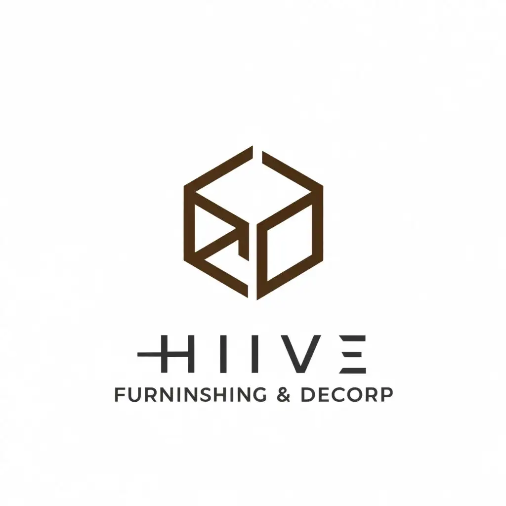 a logo design,with the text "HIVE FURNISHING AND DECOR
", main symbol:Abstract Interlocking Shapes,Minimalistic,be used in Retail industry,clear background