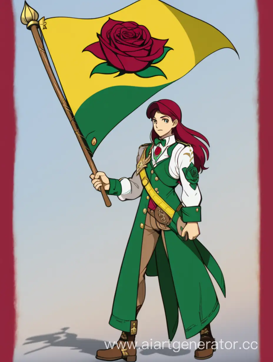 Person-Holding-Crimson-Rose-with-Humanized-Flag-Background