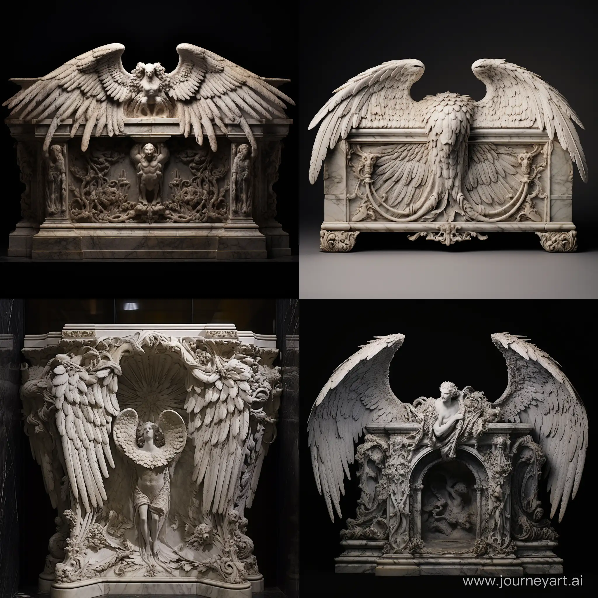 melek kanatlı ornamental işlemeli mermer mezar