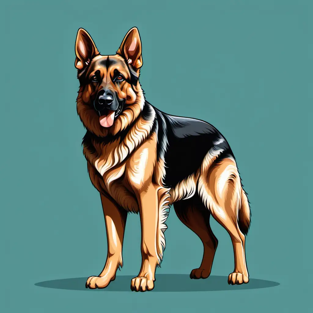 Elegant German Shepherd Full Body Vector Illustration