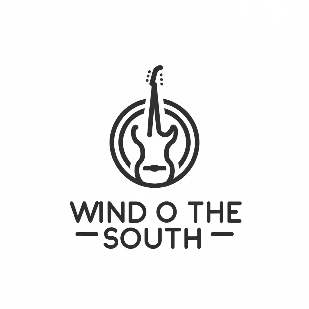 a logo design,with the text "Wind of the South", main symbol:Guitar,Minimalistic,be used in Entertainment industry,clear background
