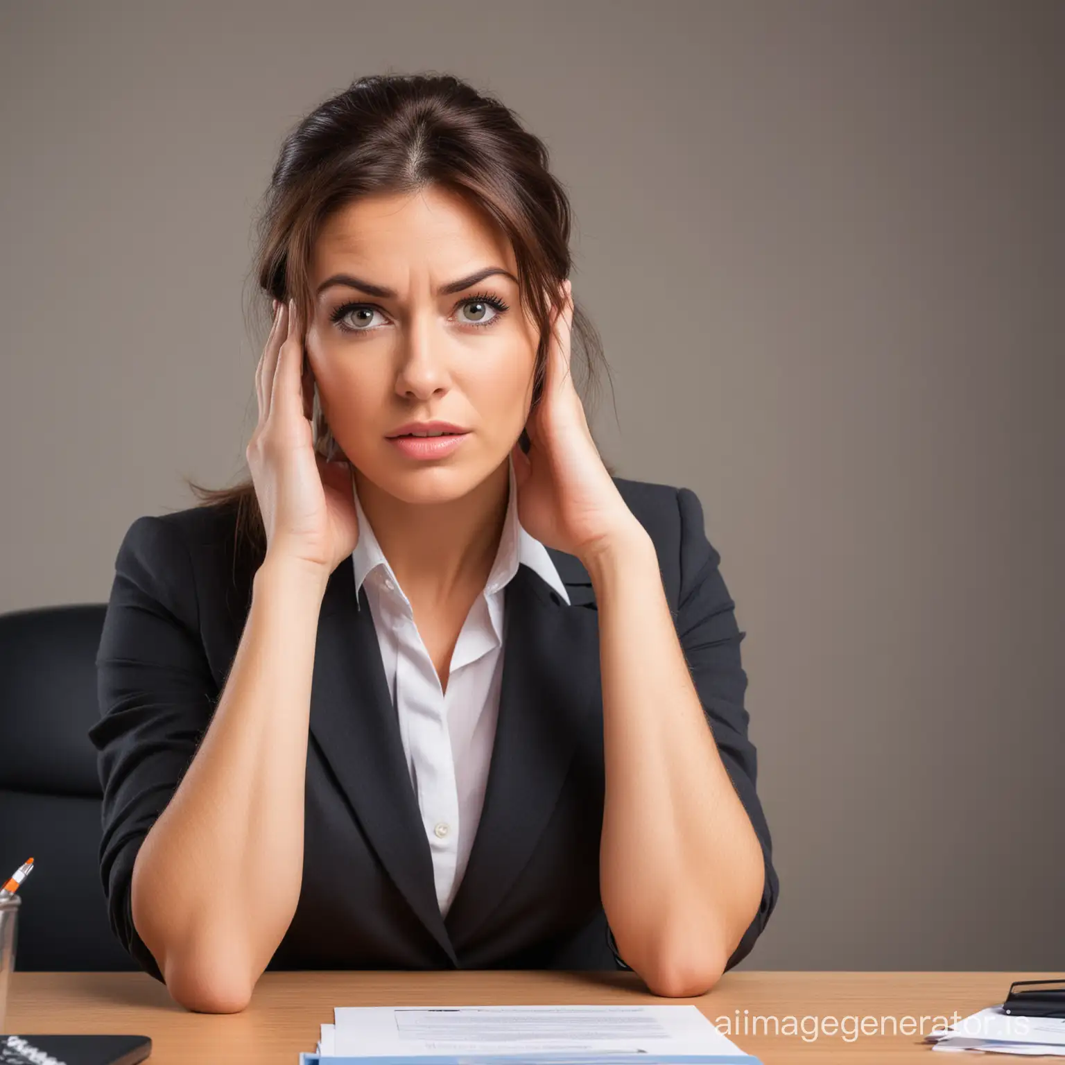 Stressed-Businesswoman-Overwhelmed-by-Workplace-Challenges