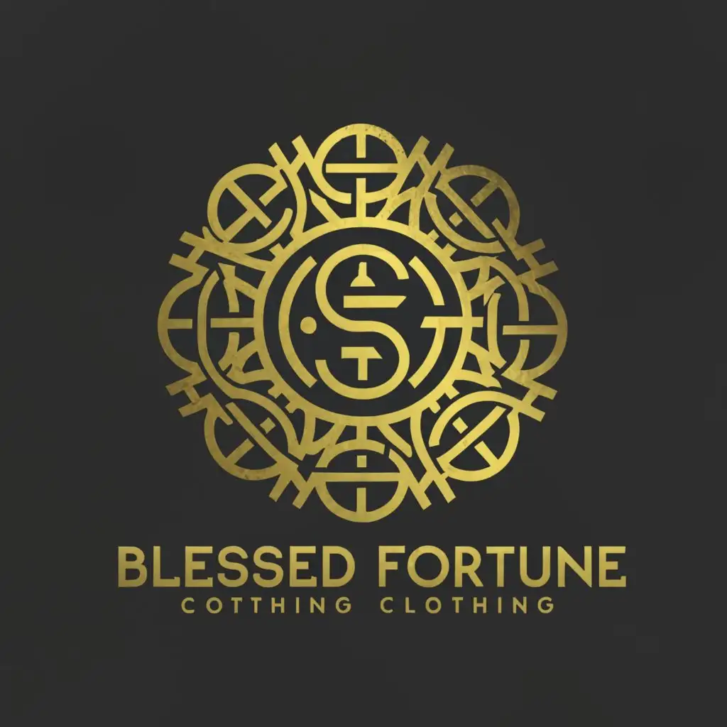 a logo design,with the text "Blessed Fortune Clothing", main symbol:Geometry of prosperity,Moderate,clear background