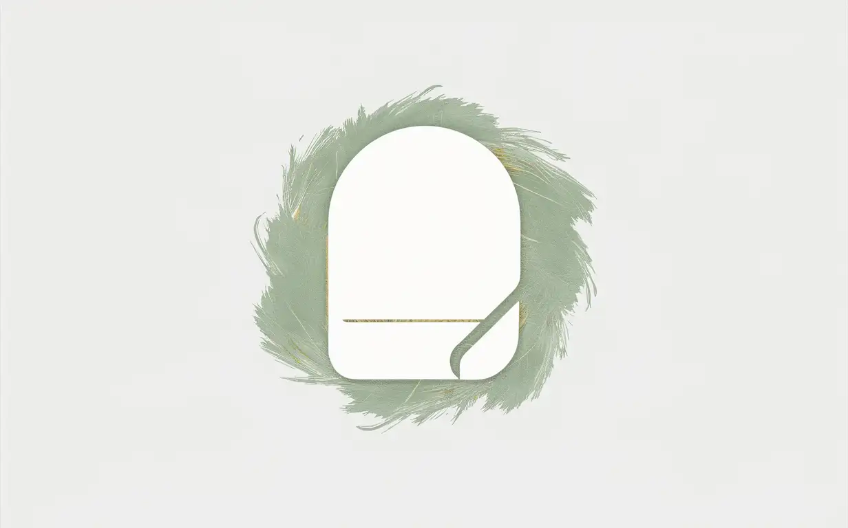 Logo(without text): Paper(simplified, oval, long, white, horizontal)  with beautiful golden light green border.
Background: white