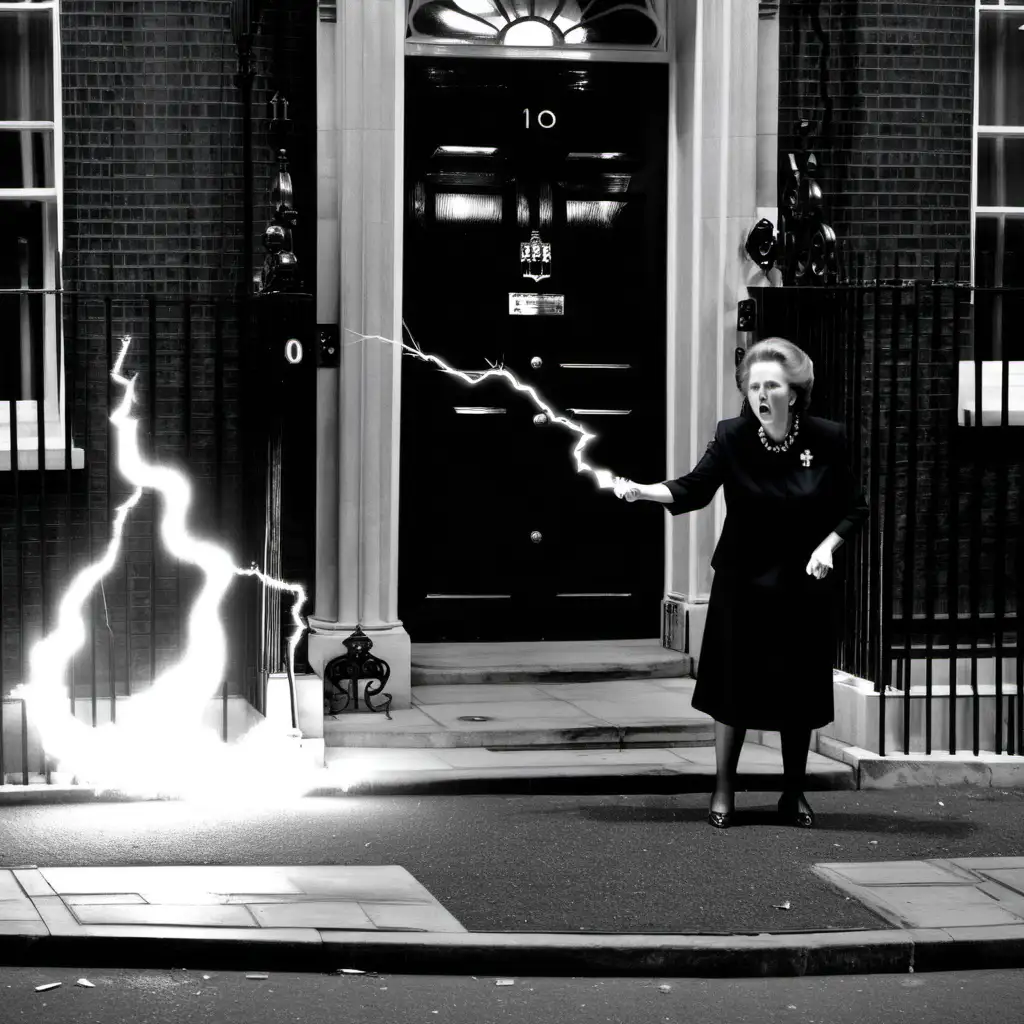 Margaret Thatcher Conjuring Fire and Lightning at 10 Downing Street