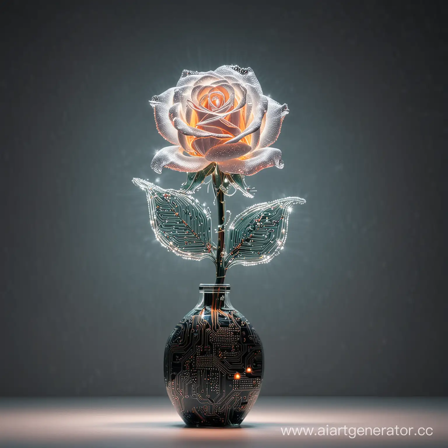 Electronic-Circuit-Rose-in-Darkened-Setting