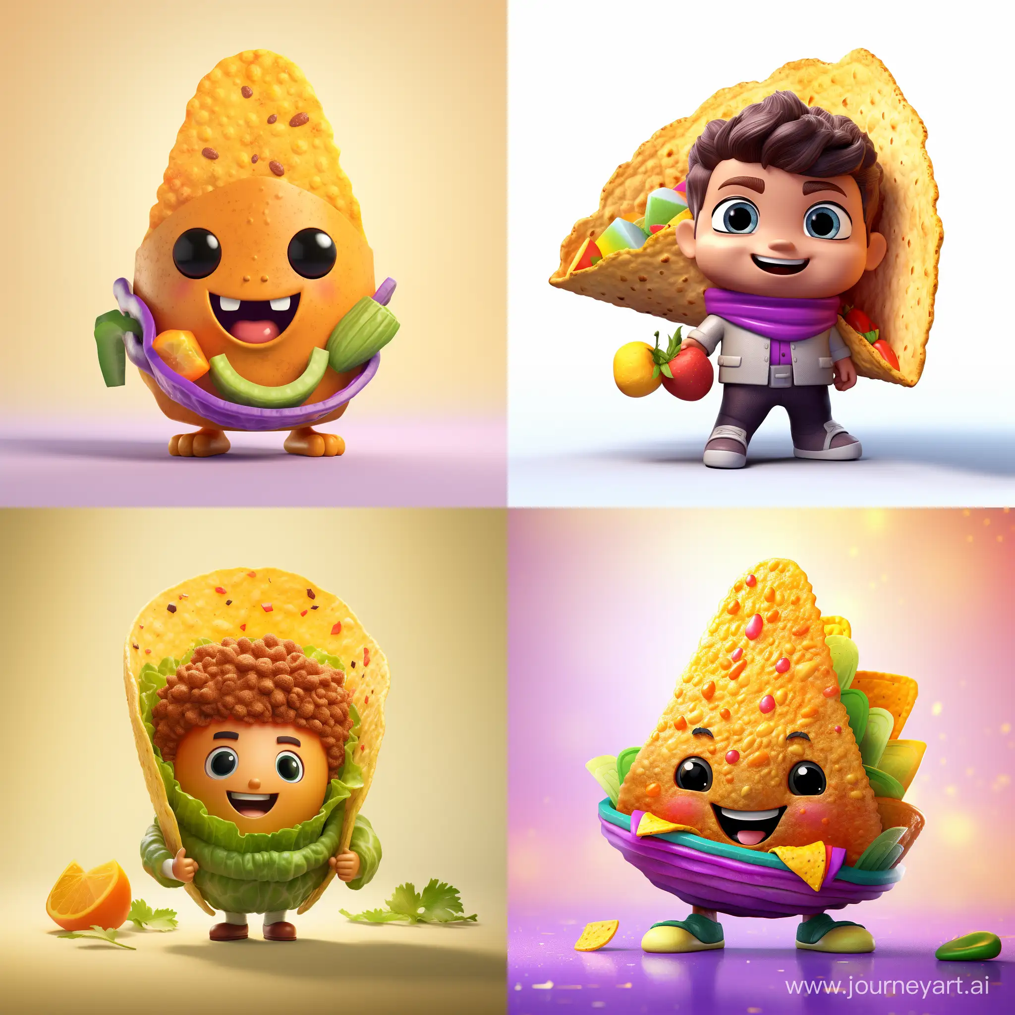 colorful taco, chibi, anthropomorphic character, professional colour grading, soft shadows, no contrast, clean sharp focus, white background, film photography, photorealistic
