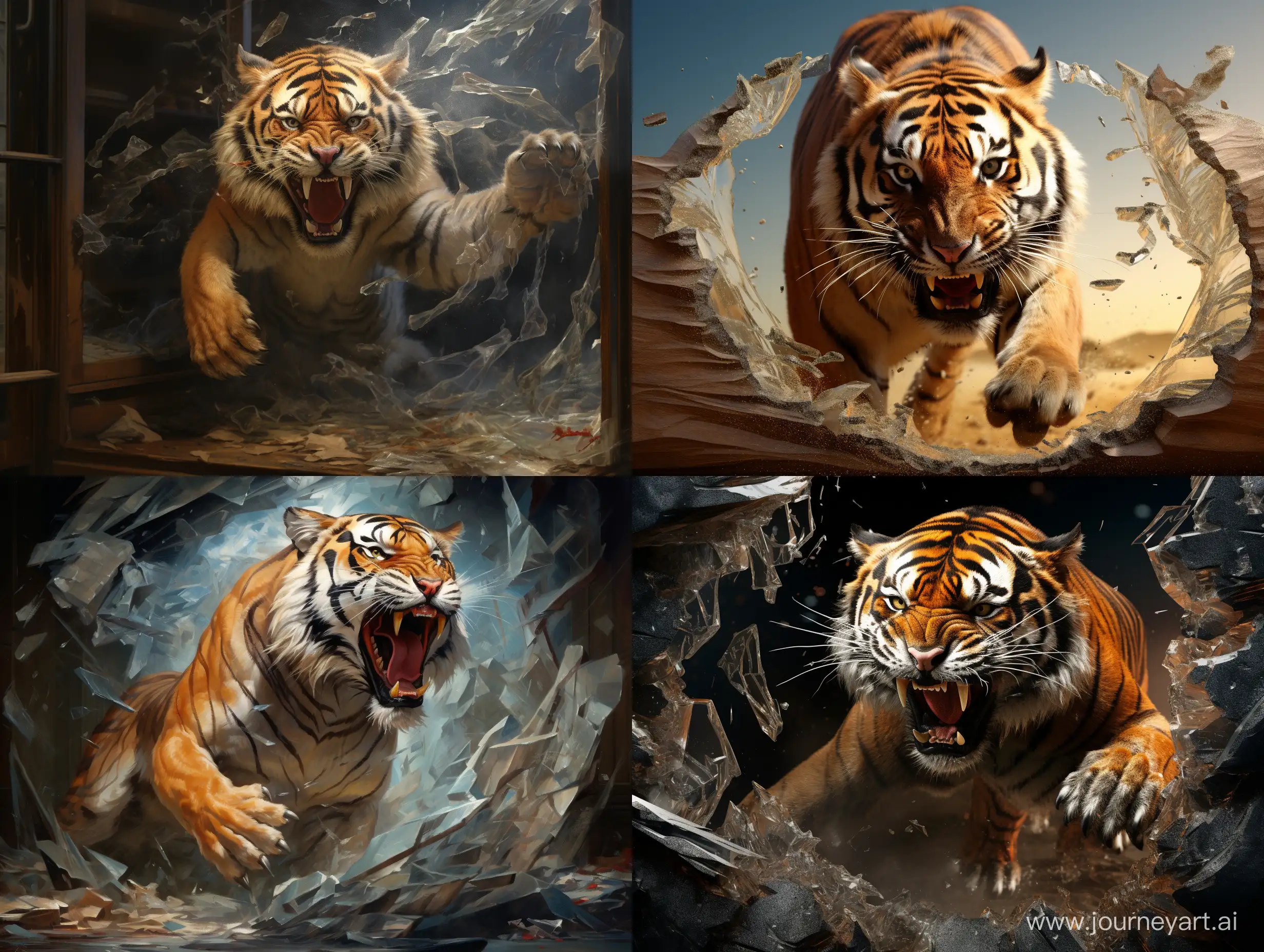 Fierce-Tiger-Jumping-Amidst-Broken-Glass-with-Angry-Claws
