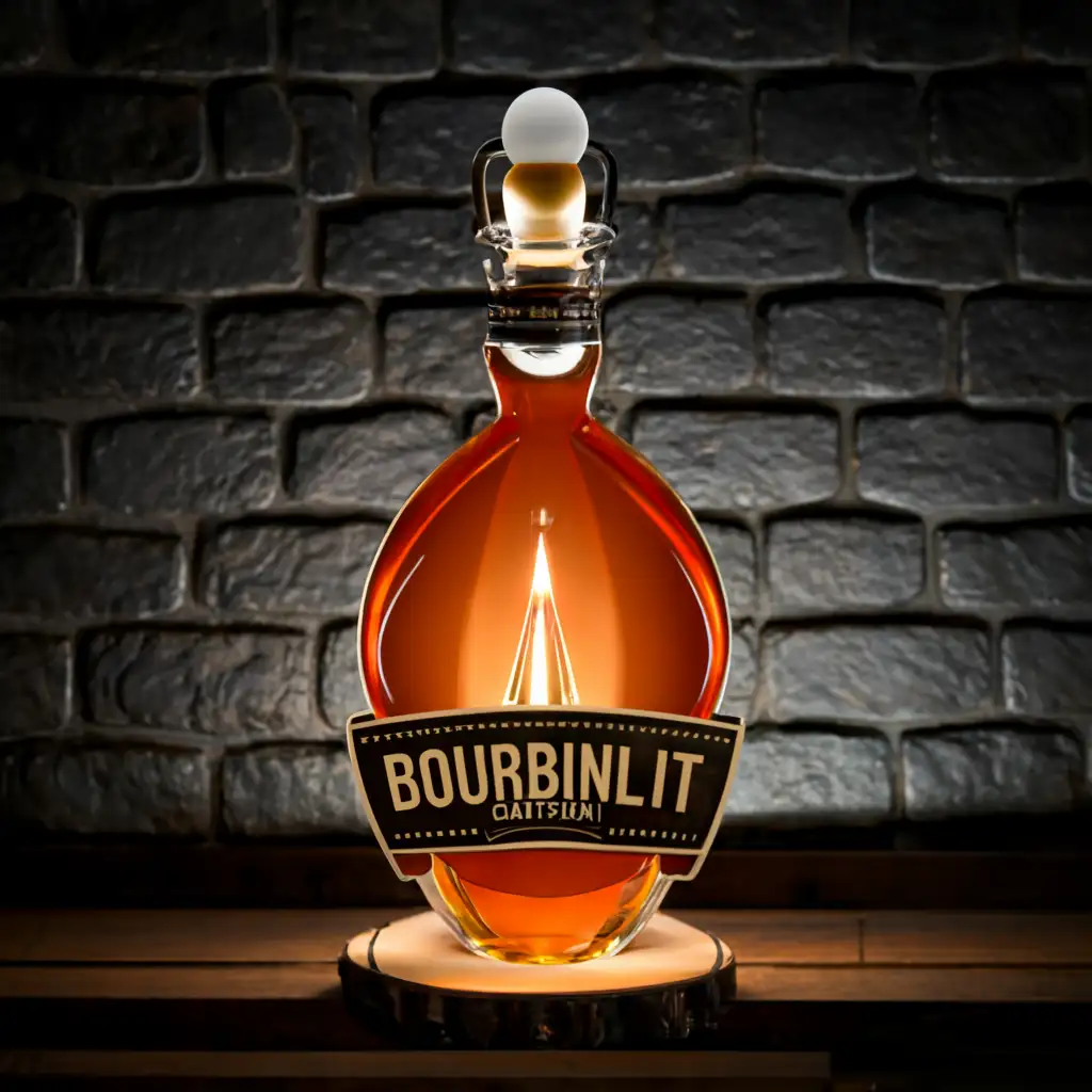 LOGO-Design-For-BourbonLIT-Authentic-Bourbon-Bottle-Lamp-Symbol-in-Clear-Background