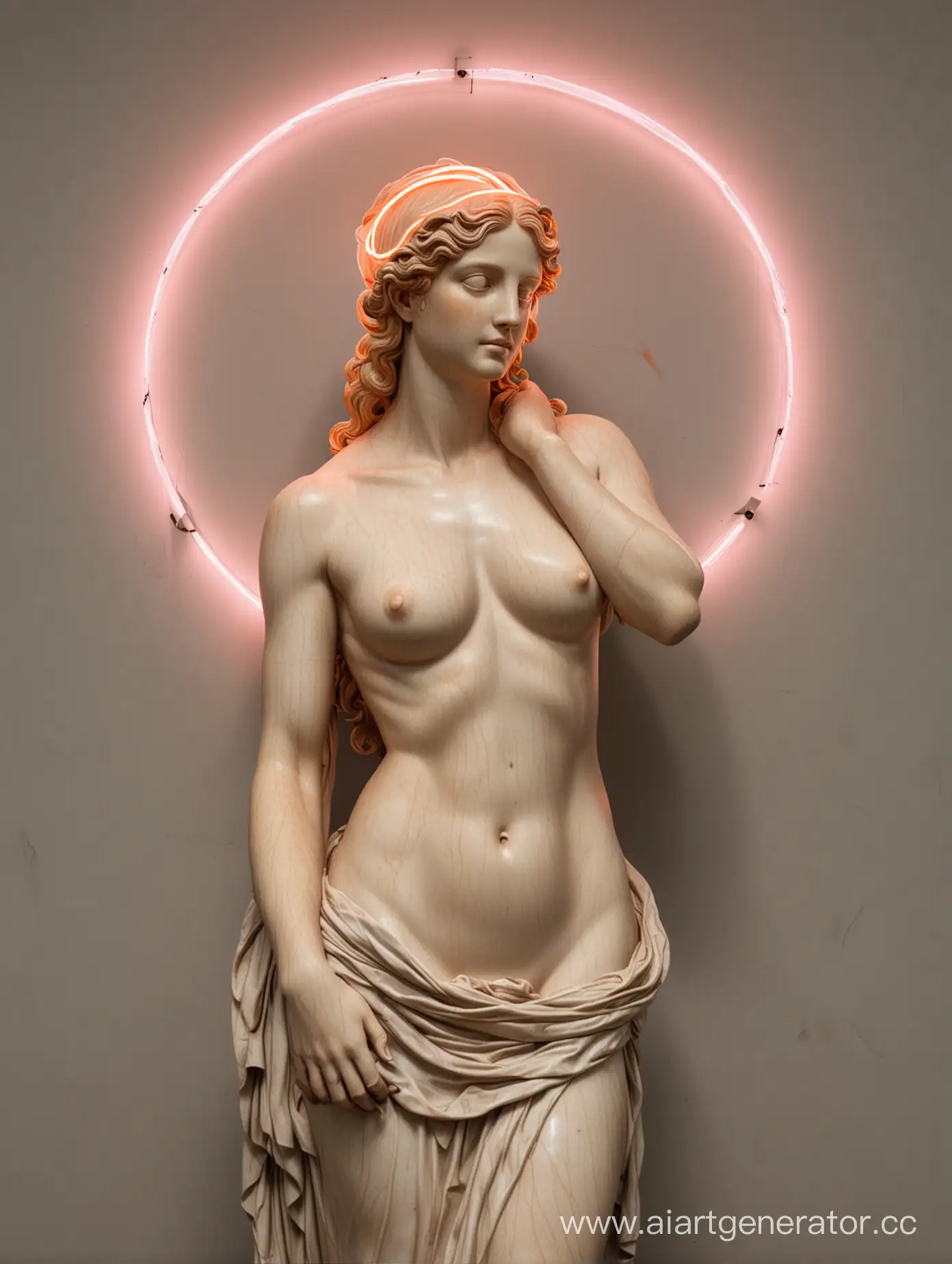 Venus of Milo with a neon halo