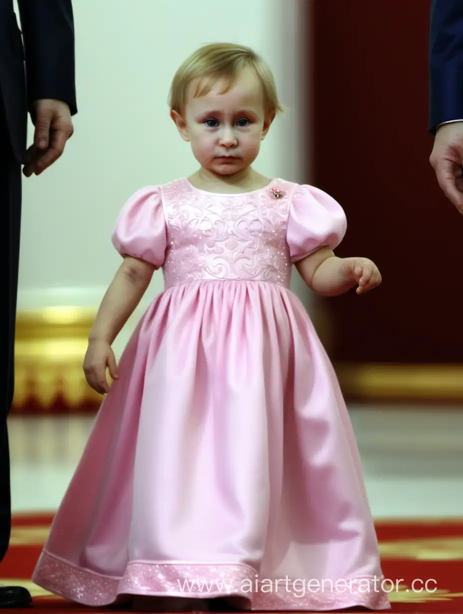 Adorable-Little-Princess-in-Pink-Dress-with-Vladimir-Putin