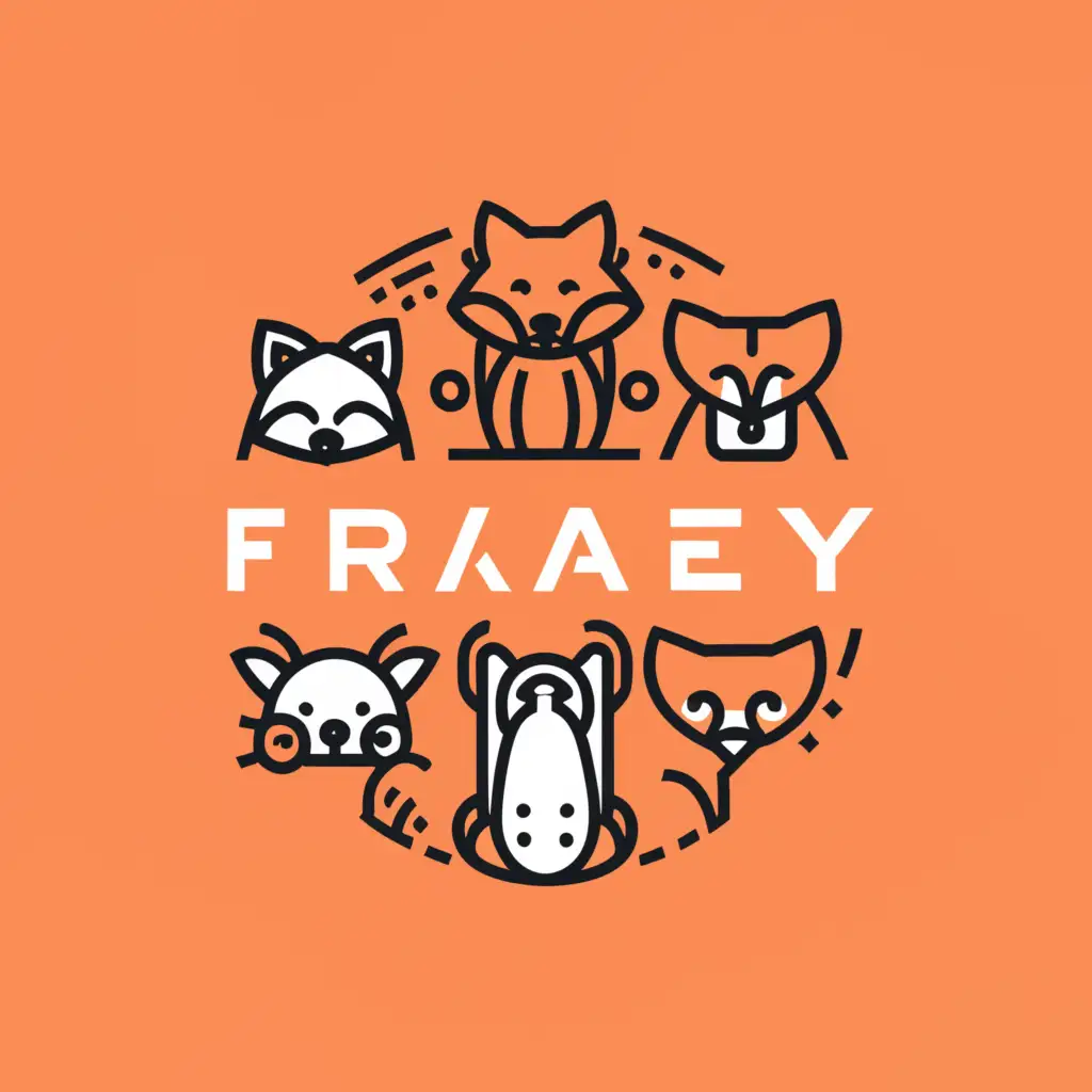 a logo design,with the text "FRADEY", main symbol:fox, cat, duck, tshirt,Minimalistic,clear background