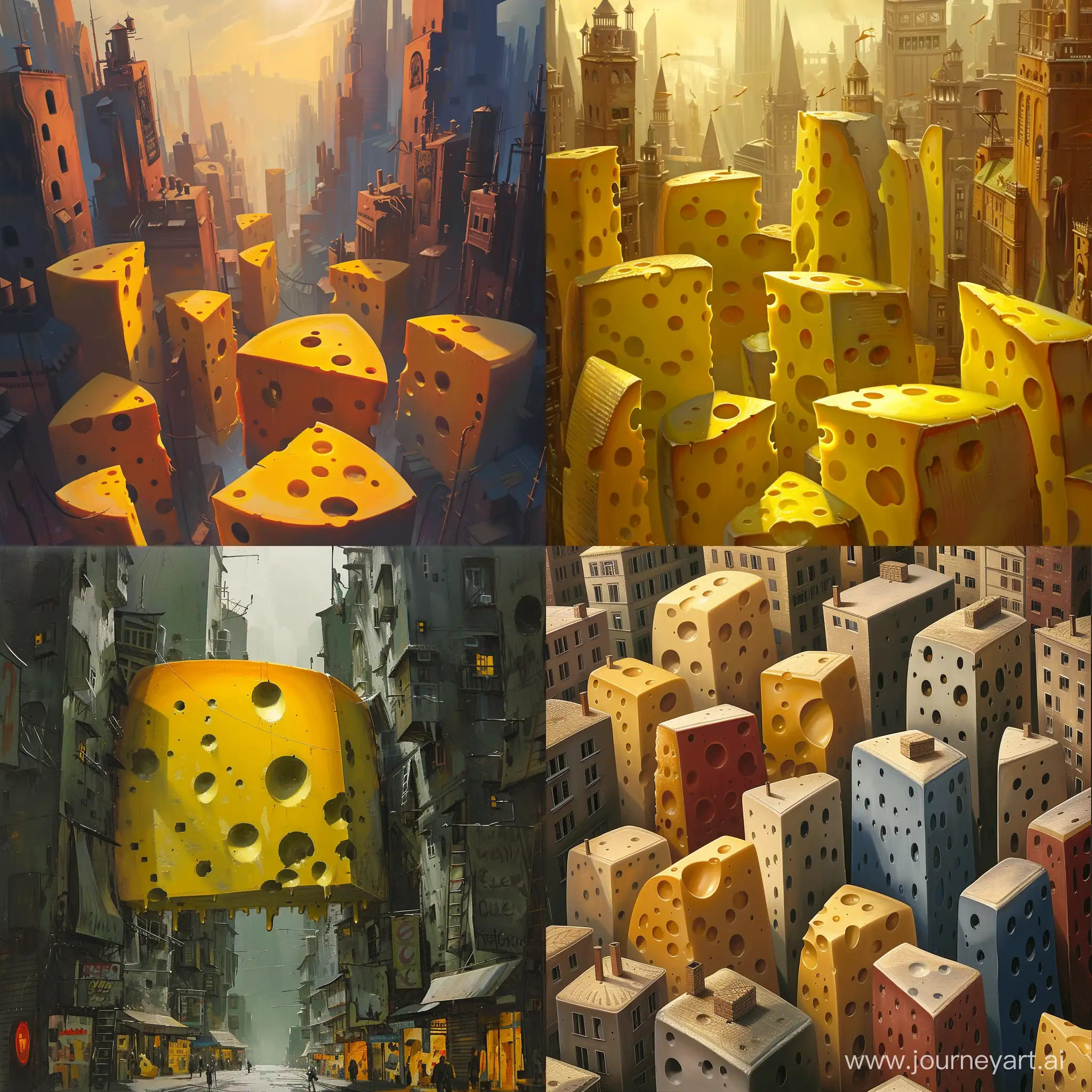 Cityscape-with-Cheese-Tower-Urban-Delicacy-Amidst-Skyscrapers