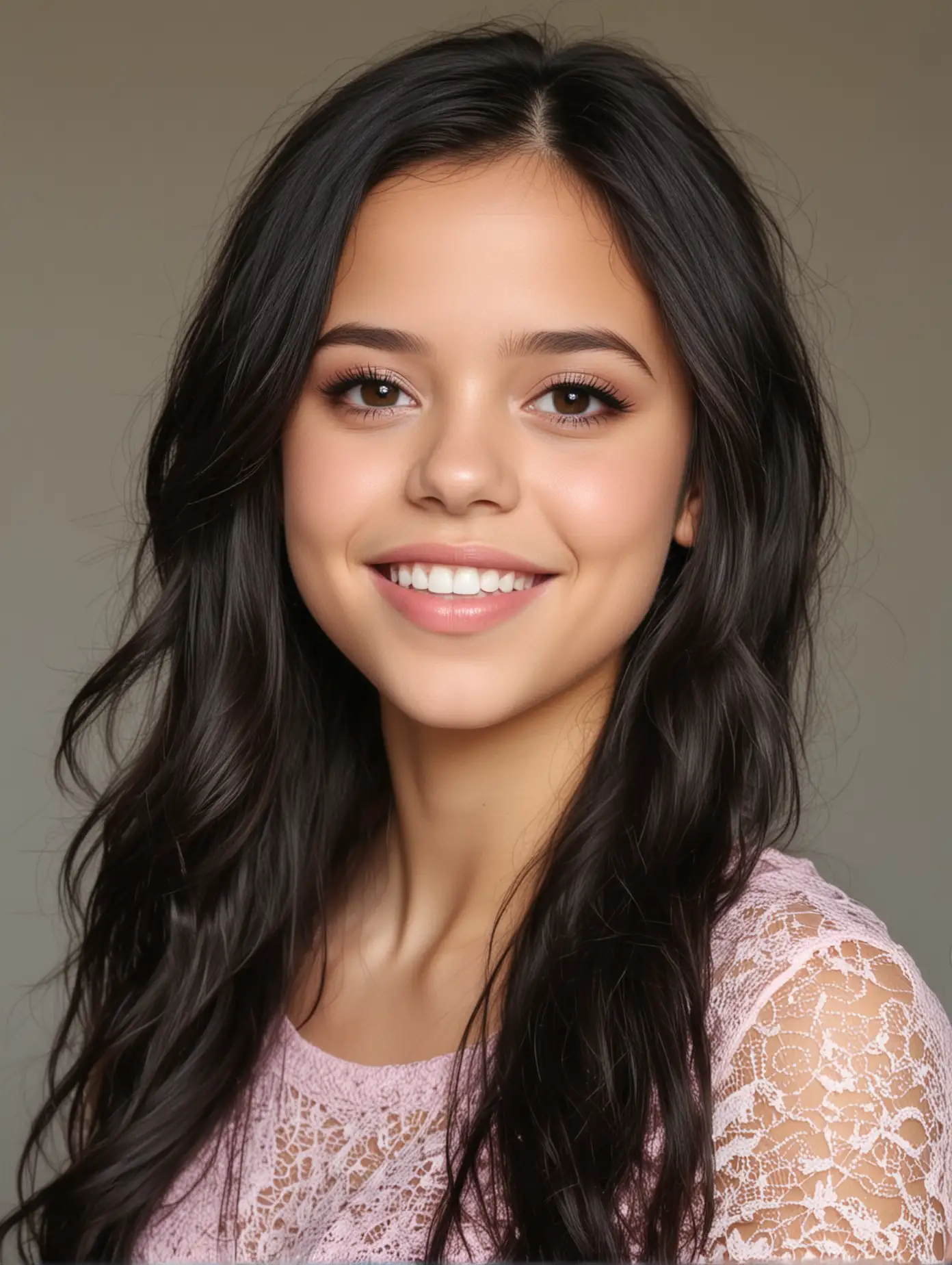 Portrait of Jenna Ortega Radiant Teen with Black Hair