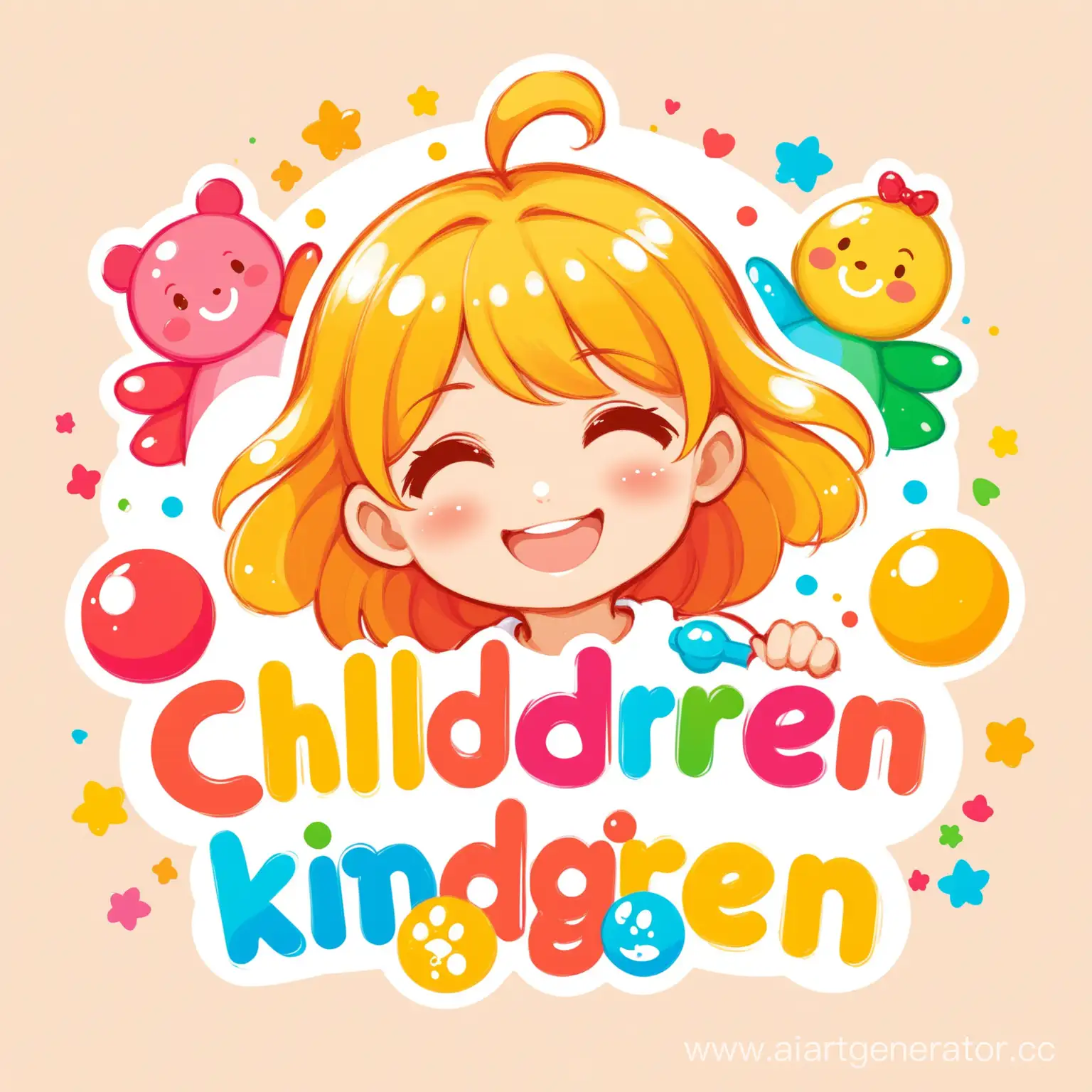 Дети и улыбка логотип для детского сада