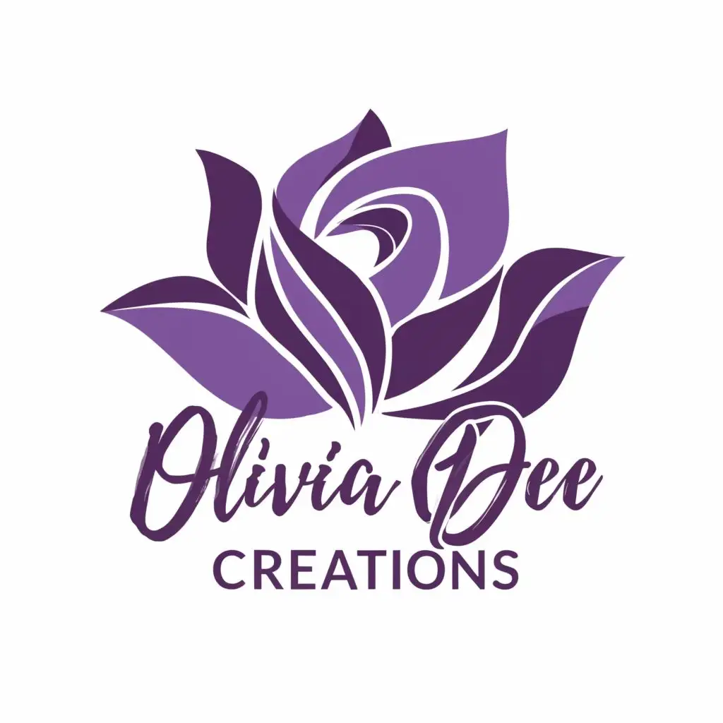 logo, purple rose, with the text "Olivia Dee Creations", typography
