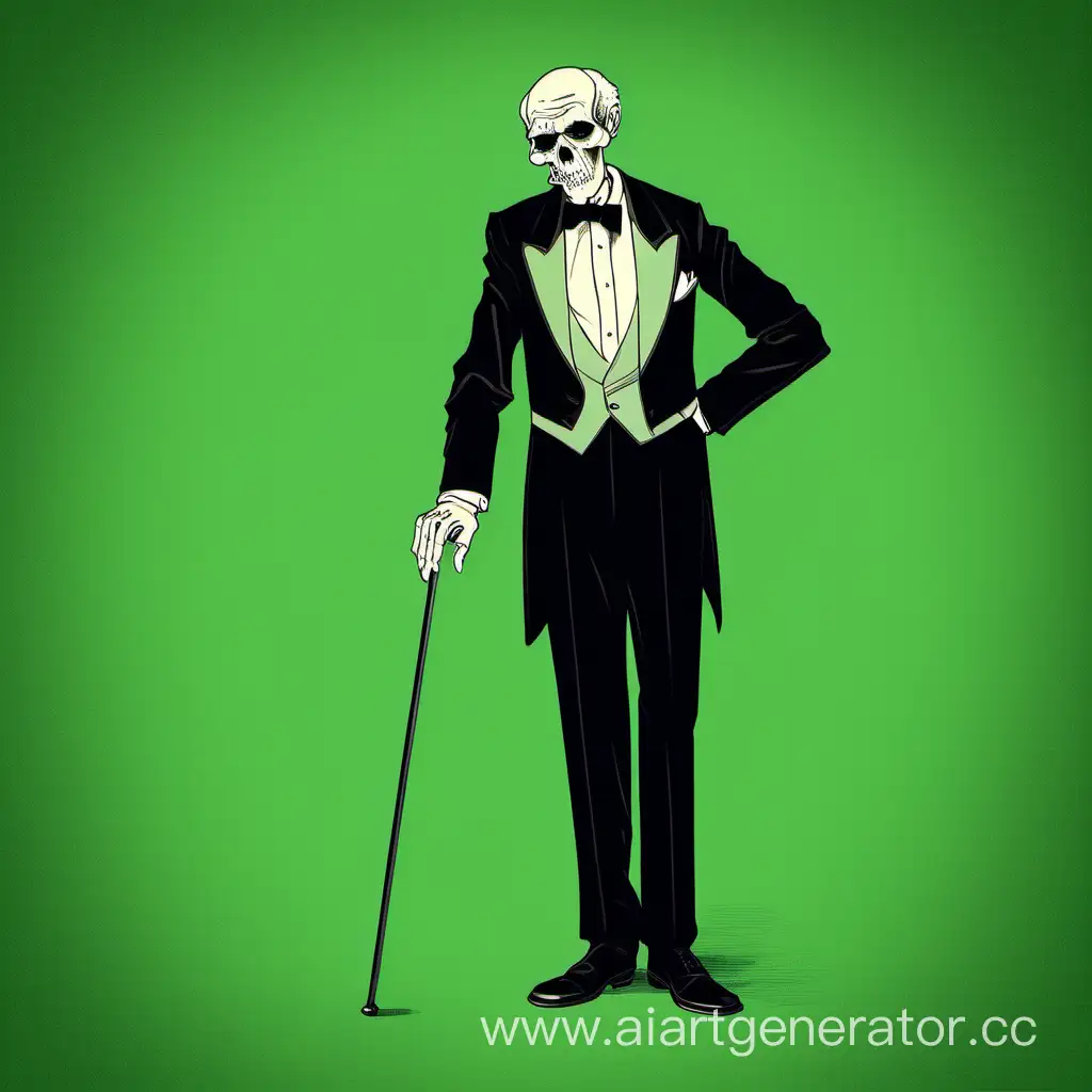 Elegant-Elderly-Gentleman-Leaning-on-Cane-in-Green-Setting