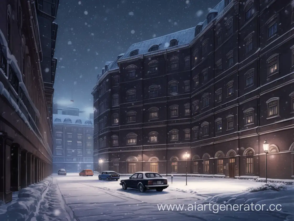 Snowy-Anime-Winter-Courtyard-Amidst-Modern-Skyscrapers