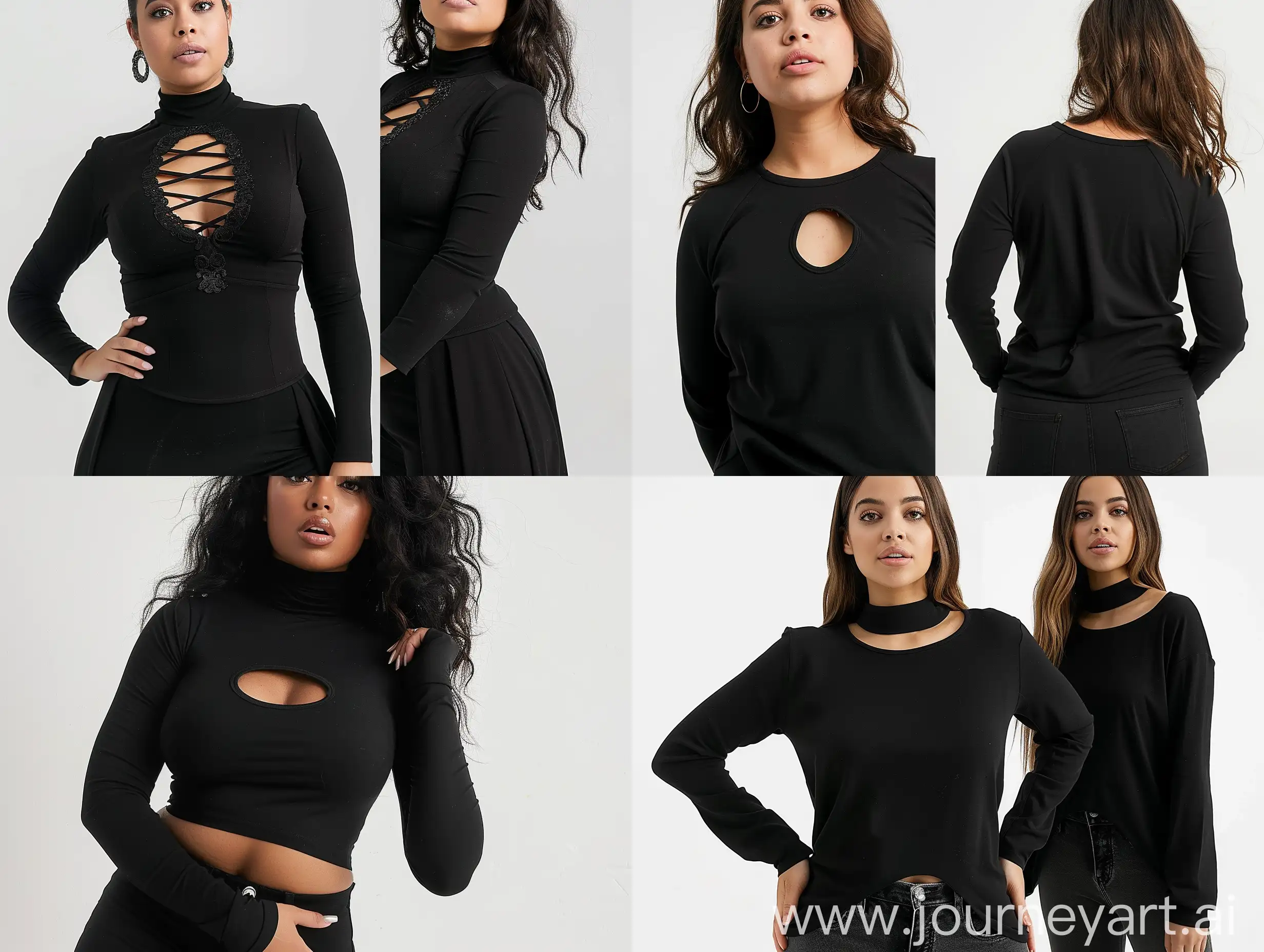 Plus-Size-Black-Longsleeve-with-Neckline-Cutout-on-White-Background