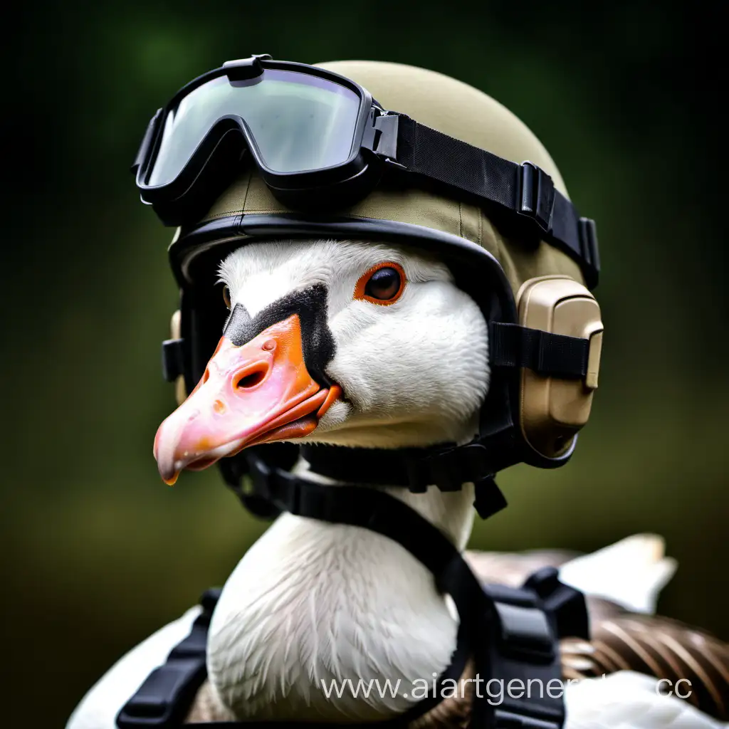 Goose-Portrait-in-Tactical-Helmet
