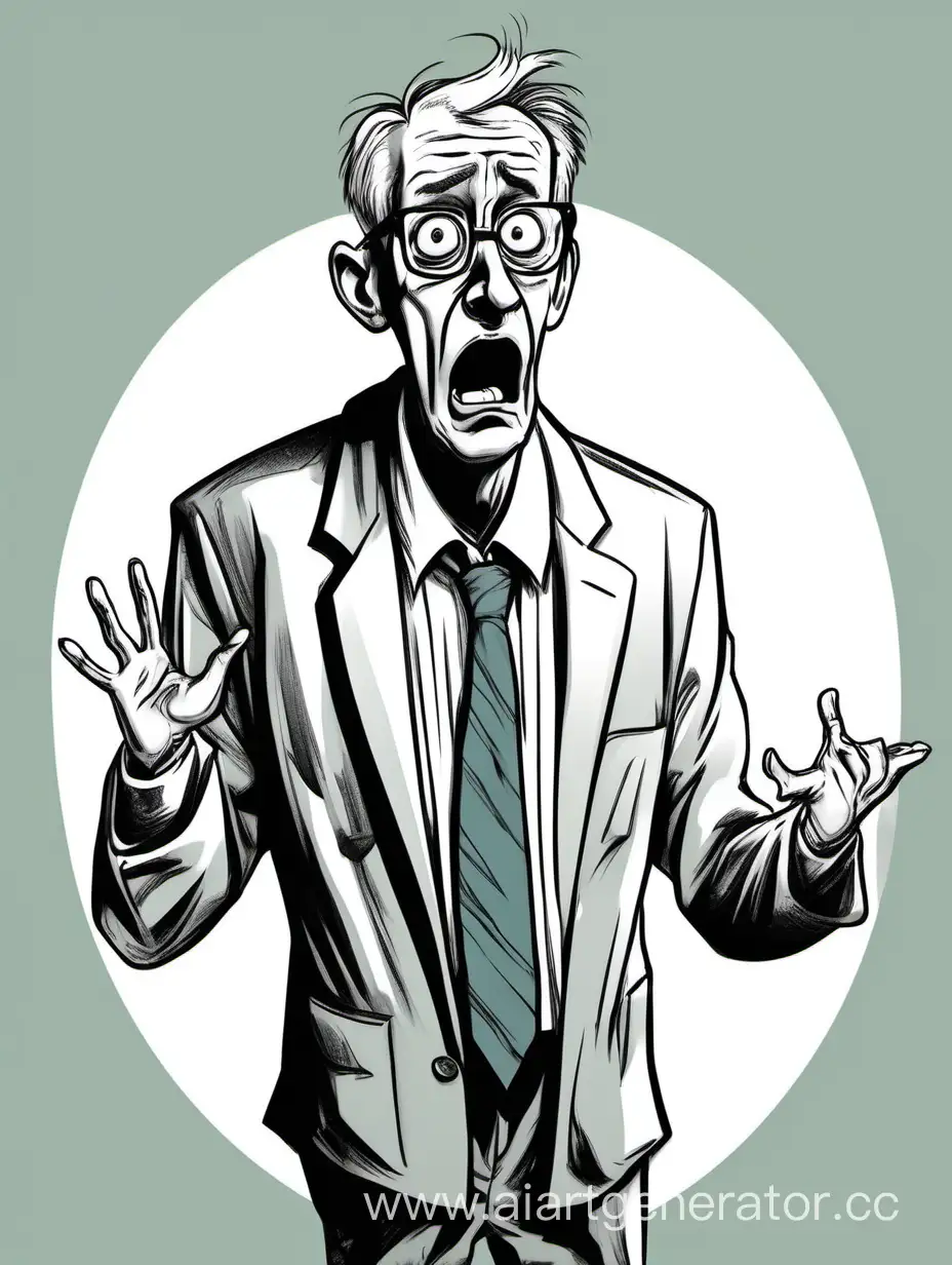 Terrified-University-Professor-Reacts-in-Shock-Caricature-Illustration