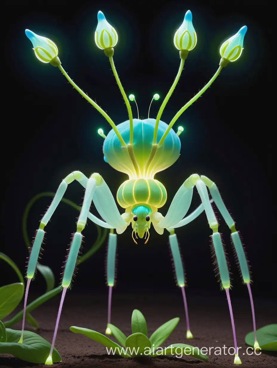 Florzhur-Bioluminescent-Creature-with-Bright-Flowers-and-Antennae
