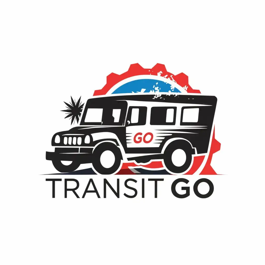 a logo design,with the text "transit go", main symbol:jeepney,Moderate,clear background