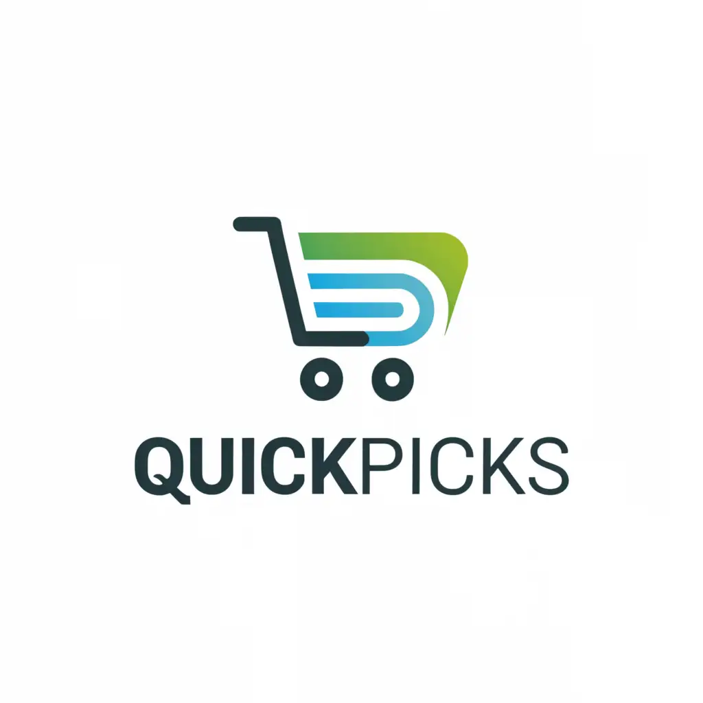 a logo design,with the text "quickpicks", main symbol:we sell what you need,Minimalistic,clear background